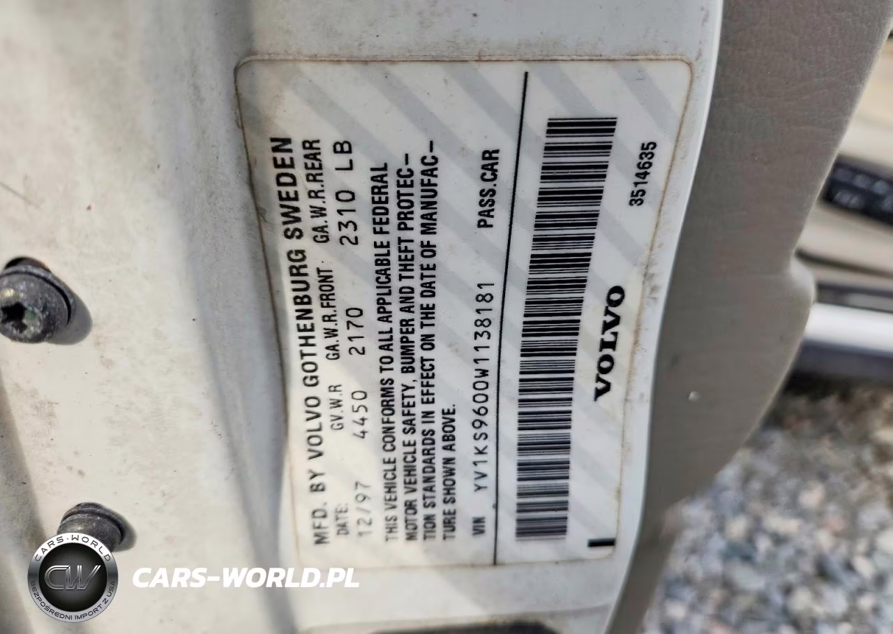 1998 Volvo S90 VIN:YV1KS9600W1138181 - 12