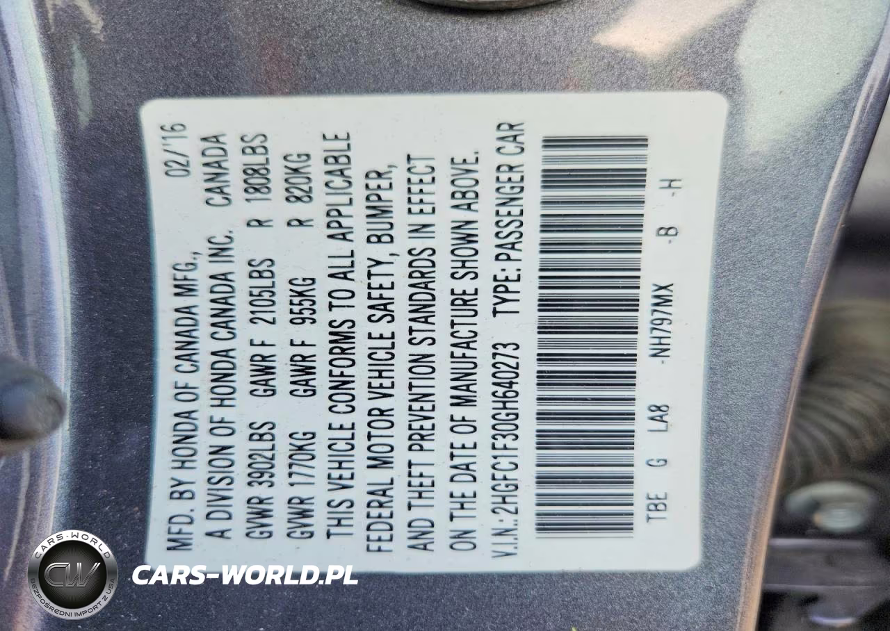 2016 Honda Civic Ex VIN:2HGFC1F30GH640273 - 12