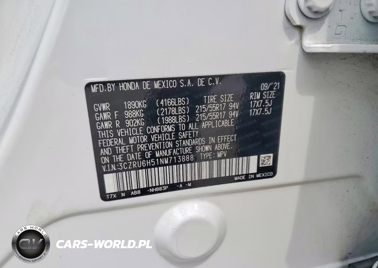 2022 Honda Hr-V Ex VIN:3CZRU6H51NM713888 - 12