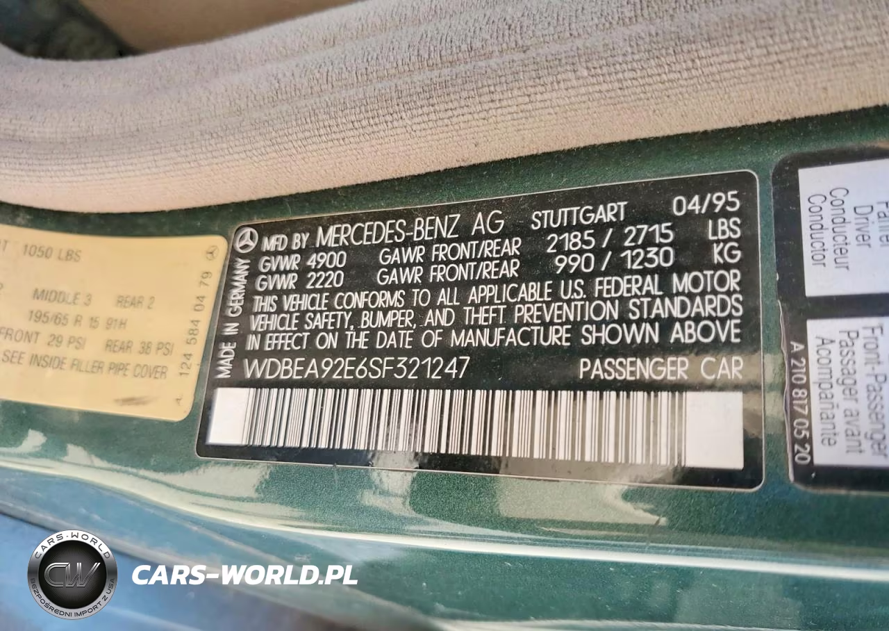 1995 Mercedes-Benz E 320 VIN:WDBEA92E6SF321247 - 13