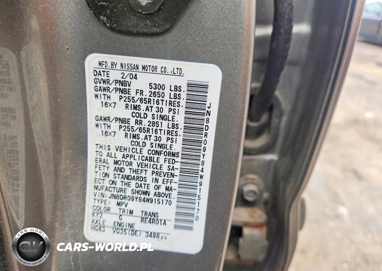2004 Nissan Pathfinder Se VIN:JN8DR09Y84W915170 - 14