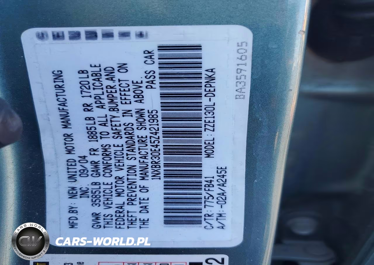 2005 Toyota Corolla Ce VIN:1NXBR30E45Z421985 - 12