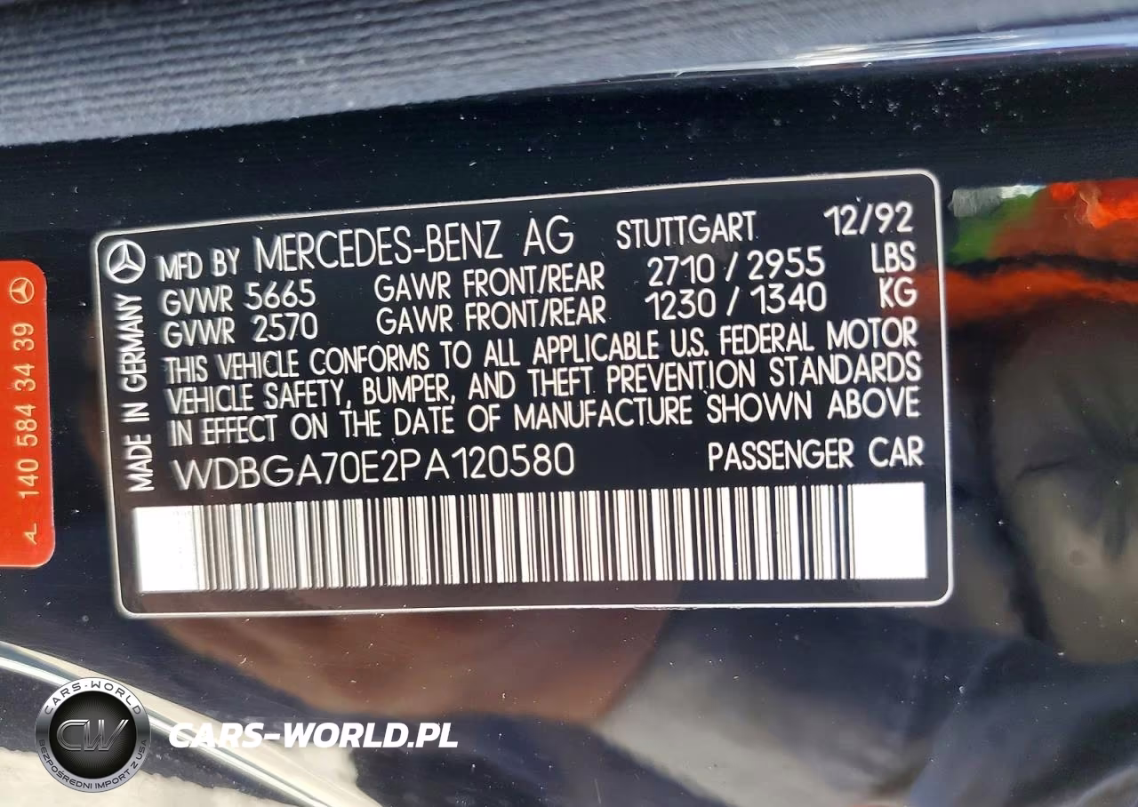 1993 Mercedes-Benz 500 Sec VIN:WDBGA70E2PA120580 - 12