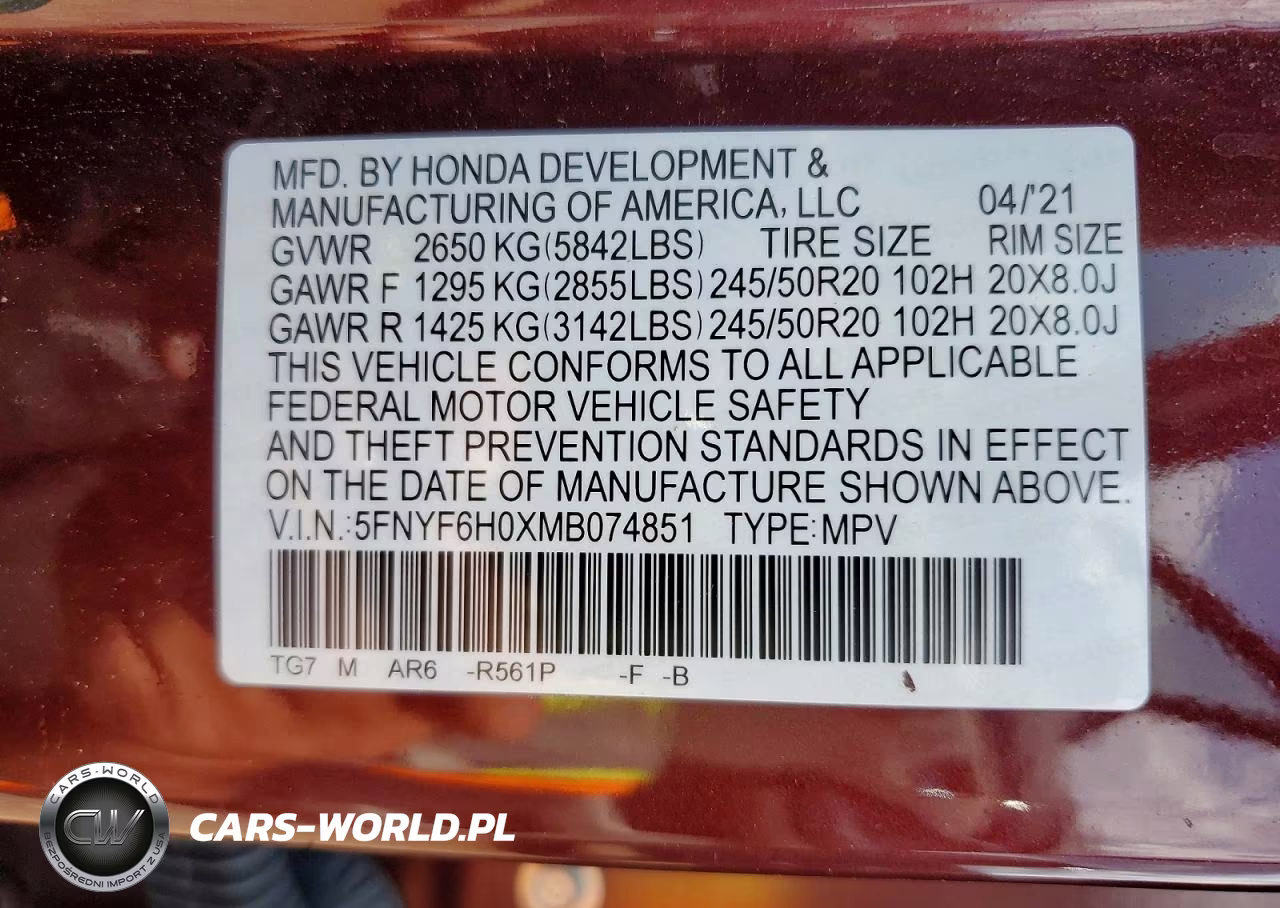 2021 Honda Pilot Elite VIN:5FNYF6H0XMB074851 - 13