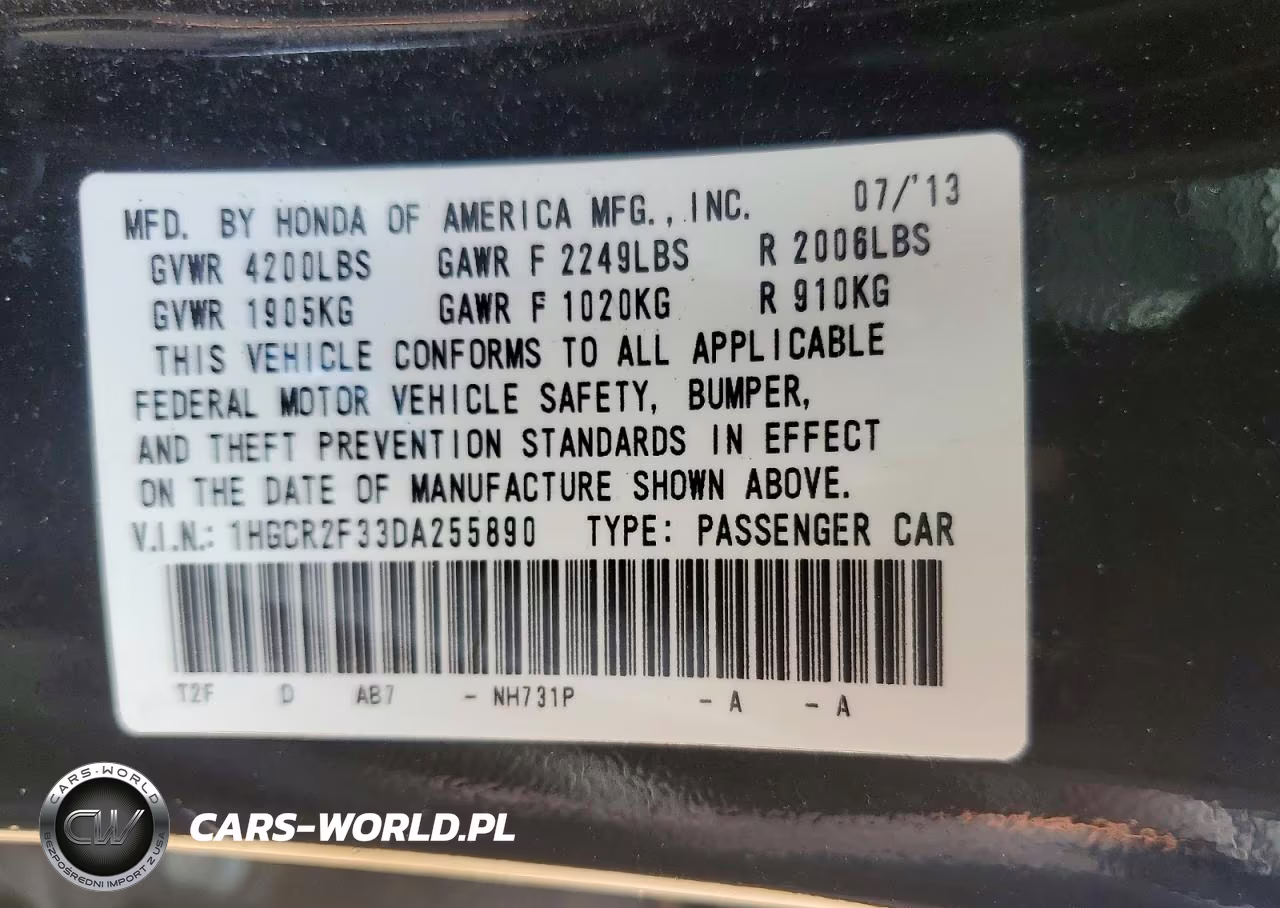 2013 Honda Accord Lx VIN:1HGCR2F33DA255890 - 12