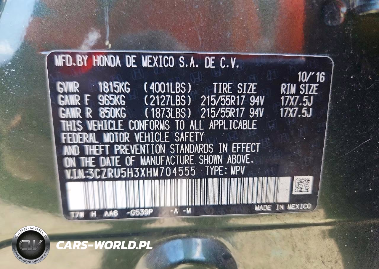 2017 Honda Hr-V Lx VIN:3CZRU5H3XHM704555 - 14