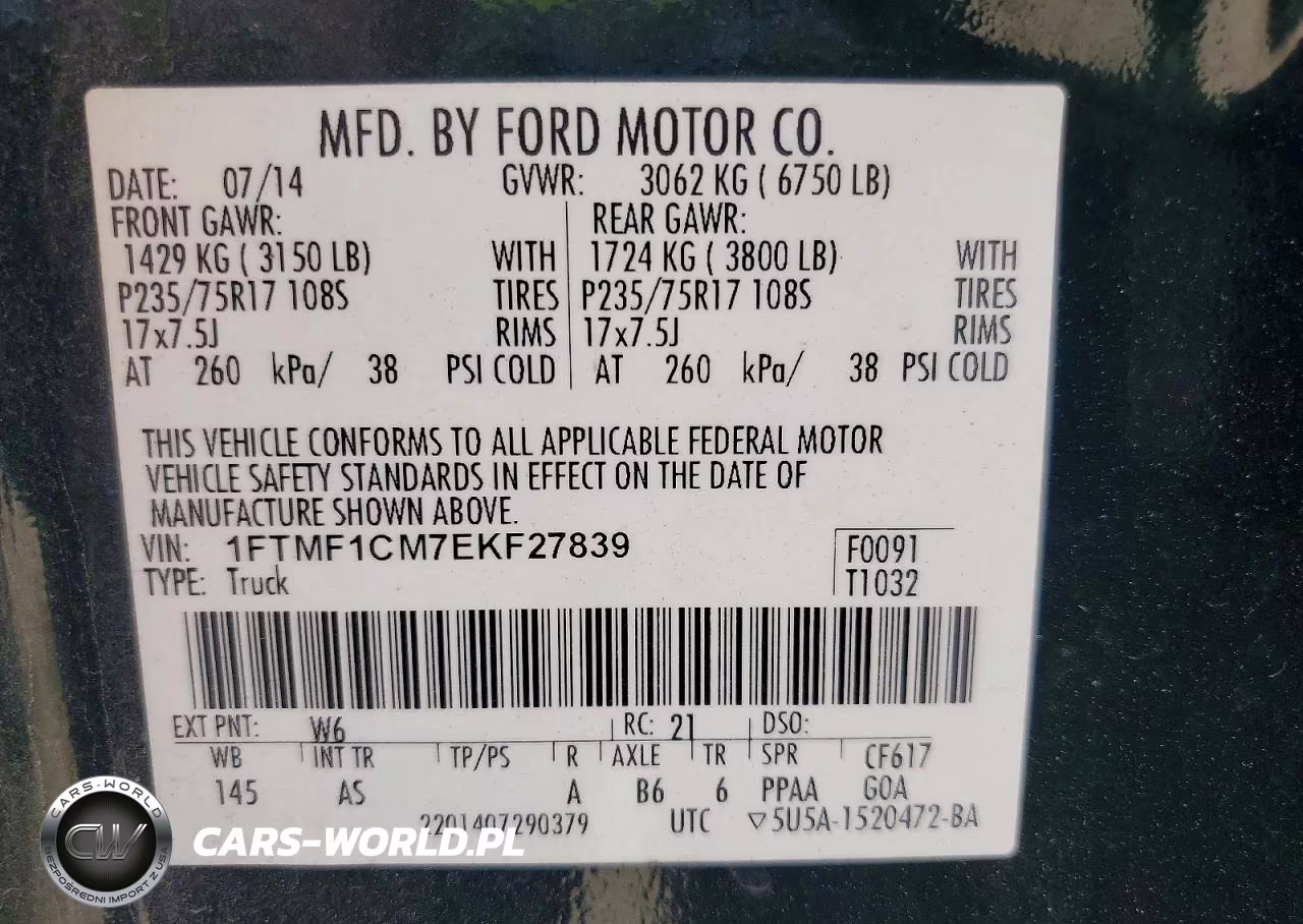 2014 Ford F150 VIN:1FTMF1CM7EKF27839 - 12