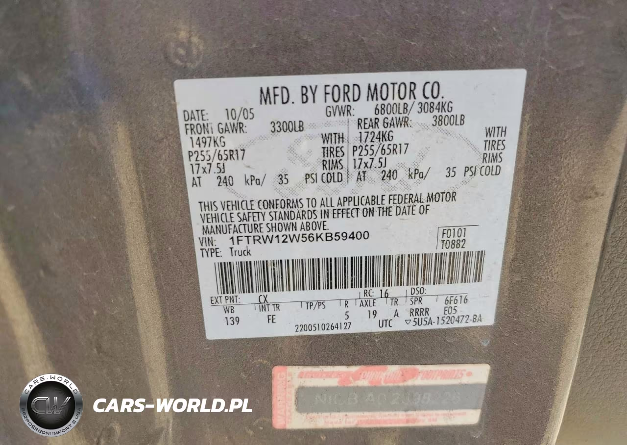 2006 Ford F150 Supercrew VIN:1FTRW12W56KB59400 - 12