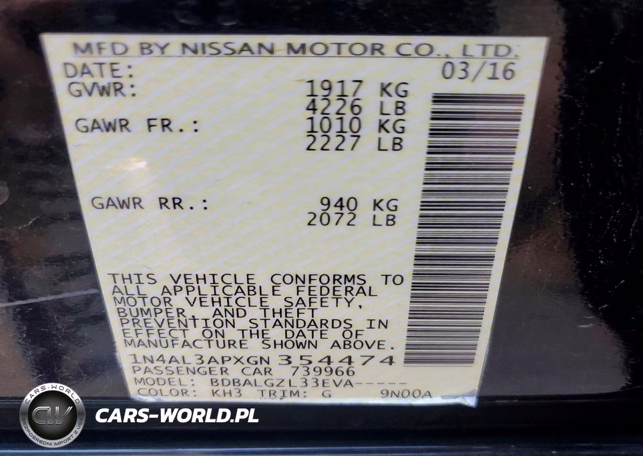 2016 Nissan Altima 2.5 S VIN:1N4AL3APXGN354474 - 12