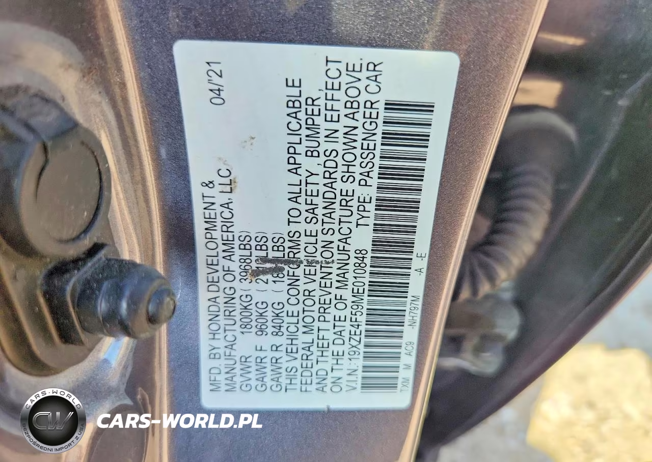 2021 Honda Insight Ex VIN:19XZE4F59ME010848 - 12
