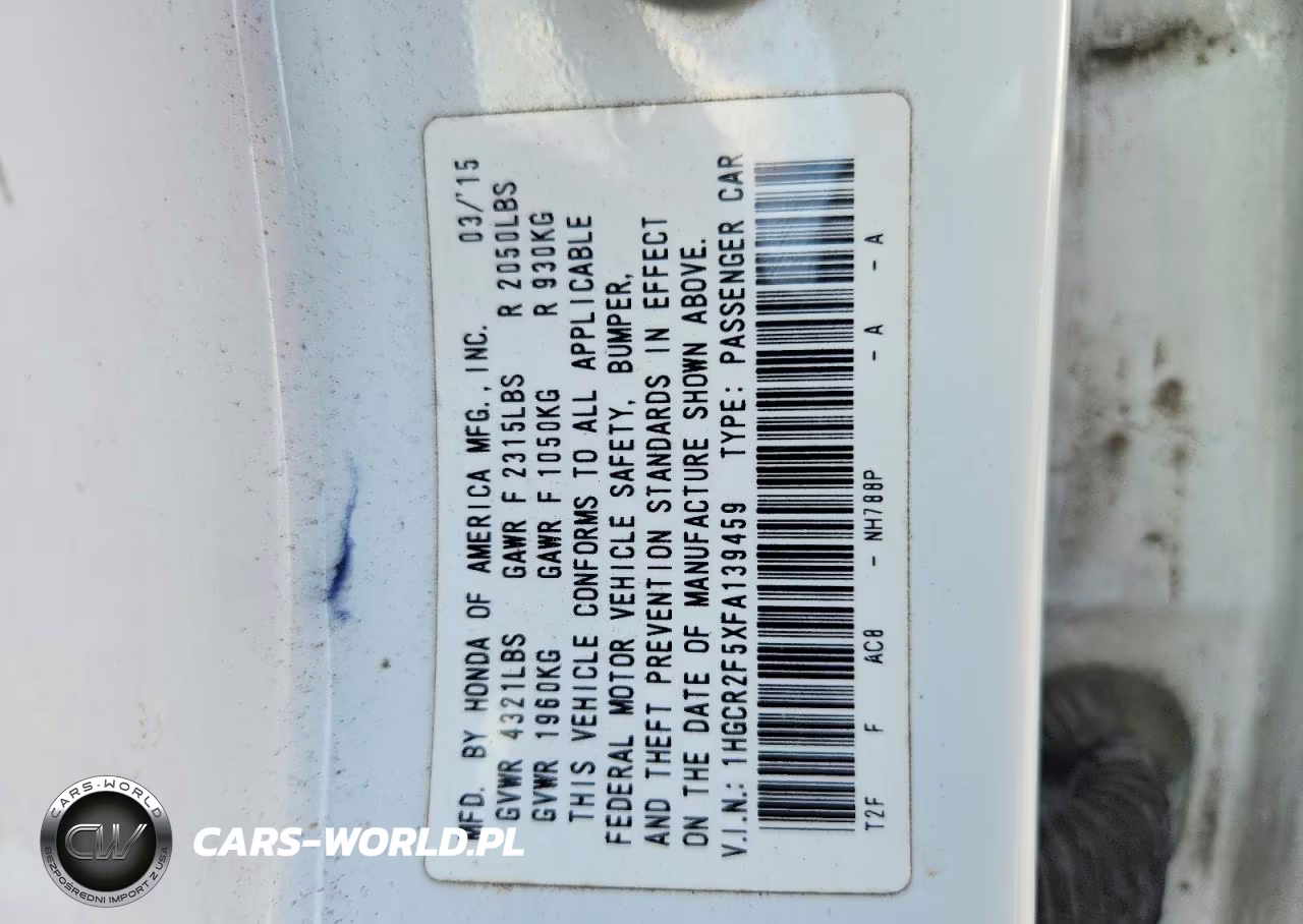 2015 Honda Accord Sport VIN:1HGCR2F5XFA139459 - 12