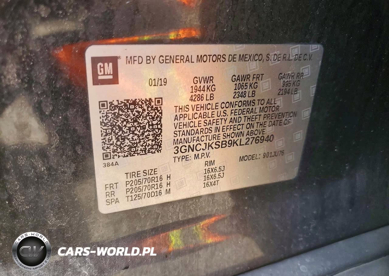 2019 Chevrolet Trax Ls VIN:3GNCJKSB9KL276940 - 12