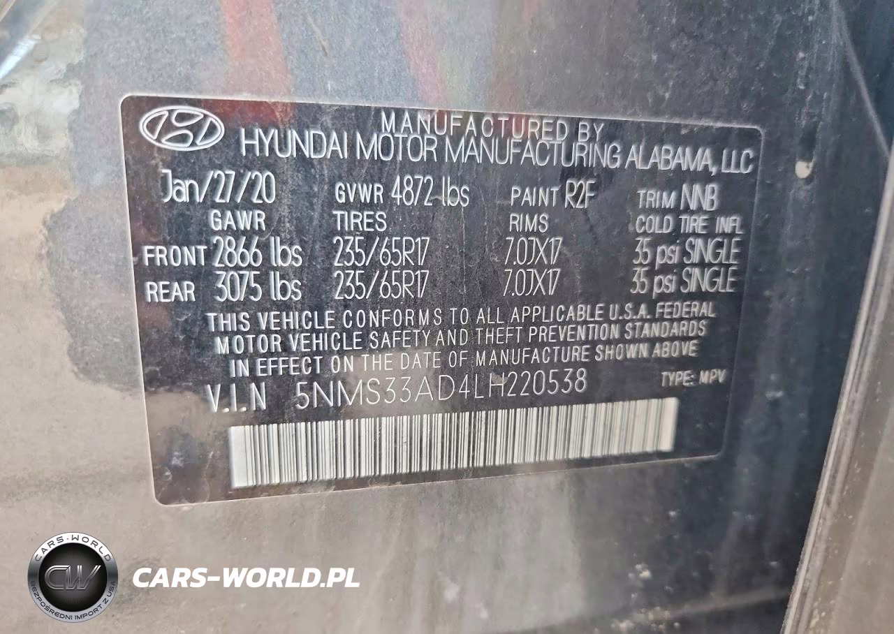2020 Hyundai Santa Fe Sel VIN:5NMS33AD4LH220538 - 14