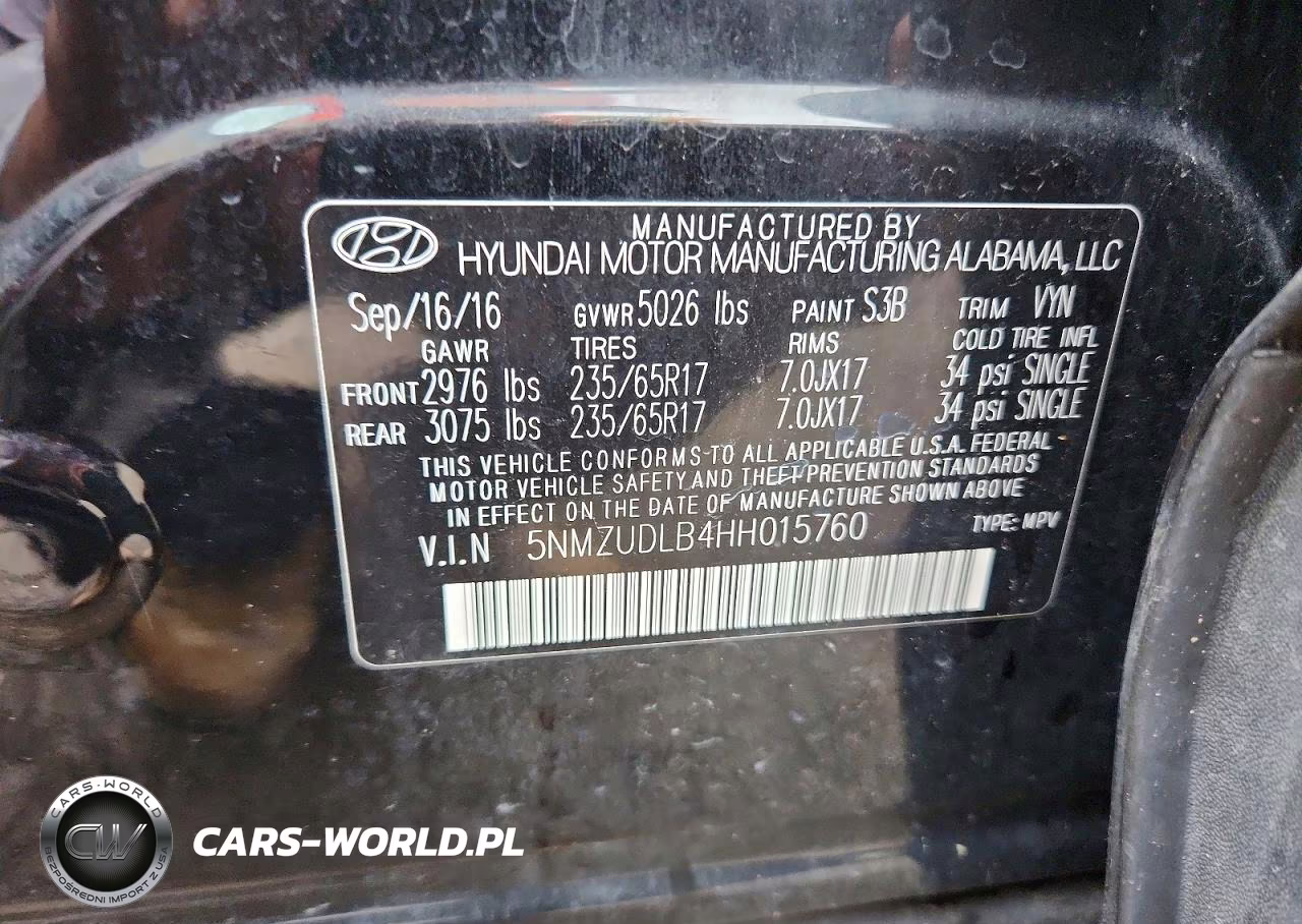 2017 Hyundai Santa Fe Sport 2.4L VIN:5NMZUDLB4HH015760 - 13