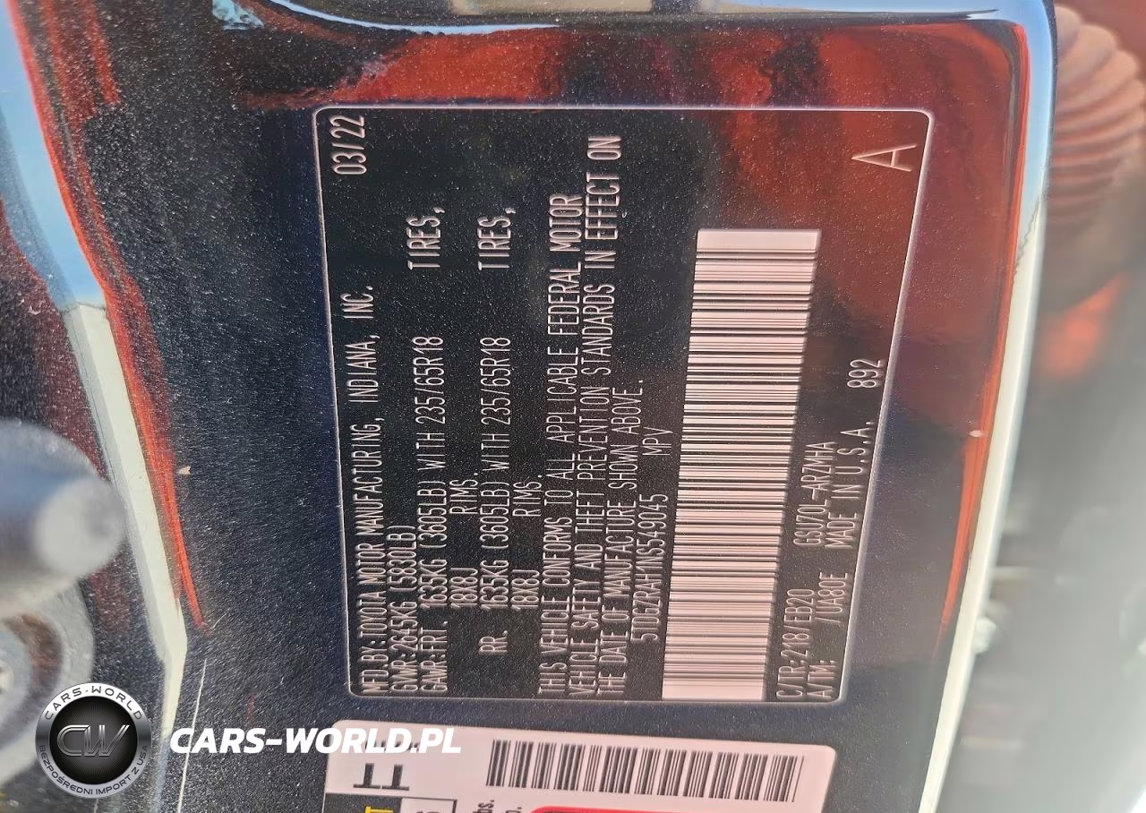2022 Toyota Highlander Xle VIN:5TDGZRAH1NS549045 - 13