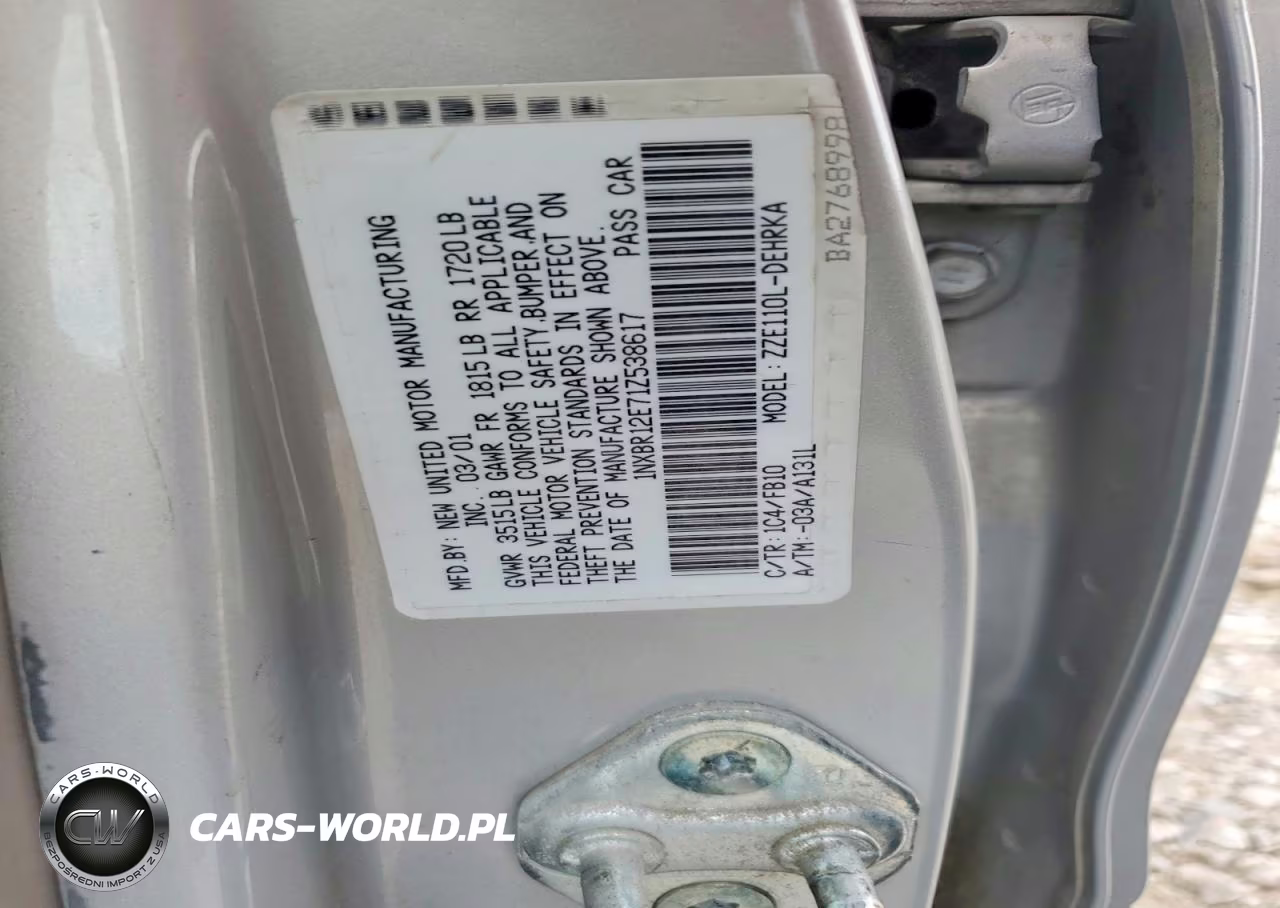 2001 Toyota Corolla Ce VIN:1NXBR12E71Z538617 - 12