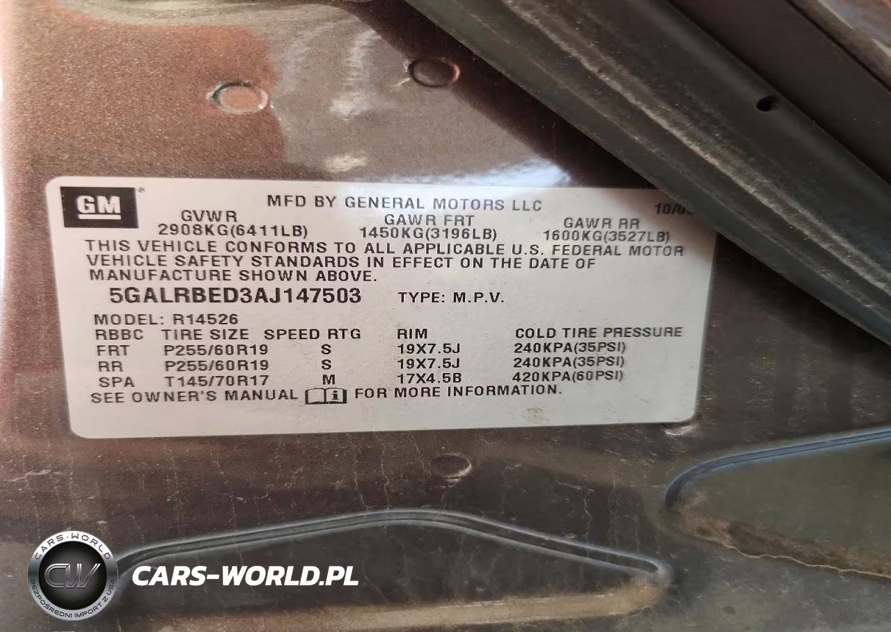 2010 Buick Enclave Cxl VIN:5GALRBED3AJ147503 - 13