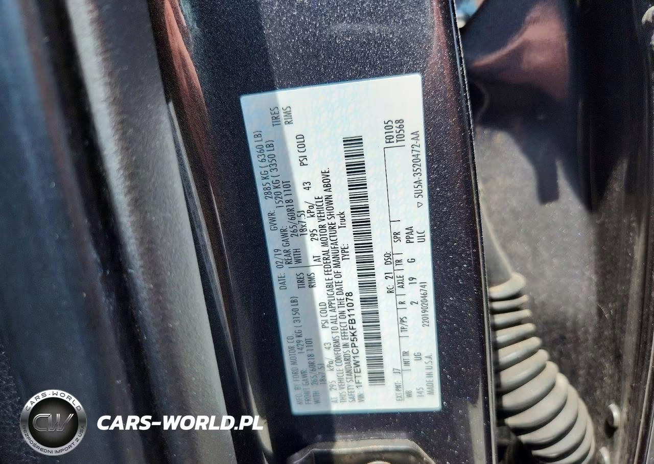 2019 Ford F150 Supercrew VIN:1FTEW1CP5KFB11078 - 13