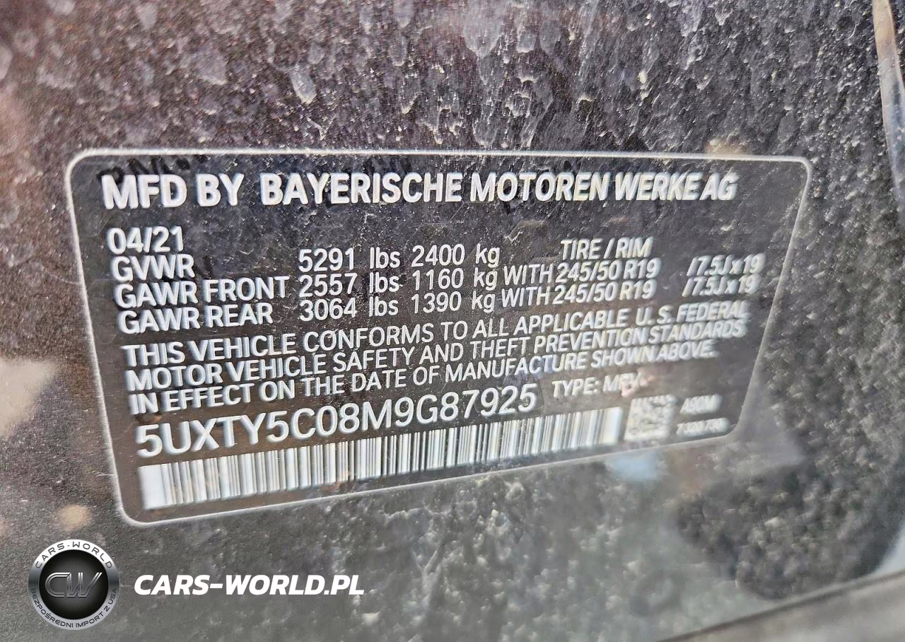 2021 BMW X3 xDrive30I VIN:5UXTY5C08M9G87925 - 13