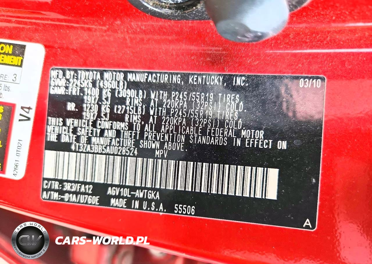 2010 Toyota Venza Fwd 4Cyl VIN:4T3ZA3BB5AU028524 - 13