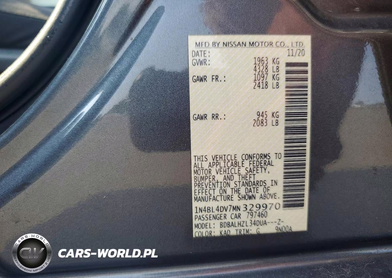 2021 Nissan Altima Sv VIN:1N4BL4DV7MN329970 - 12