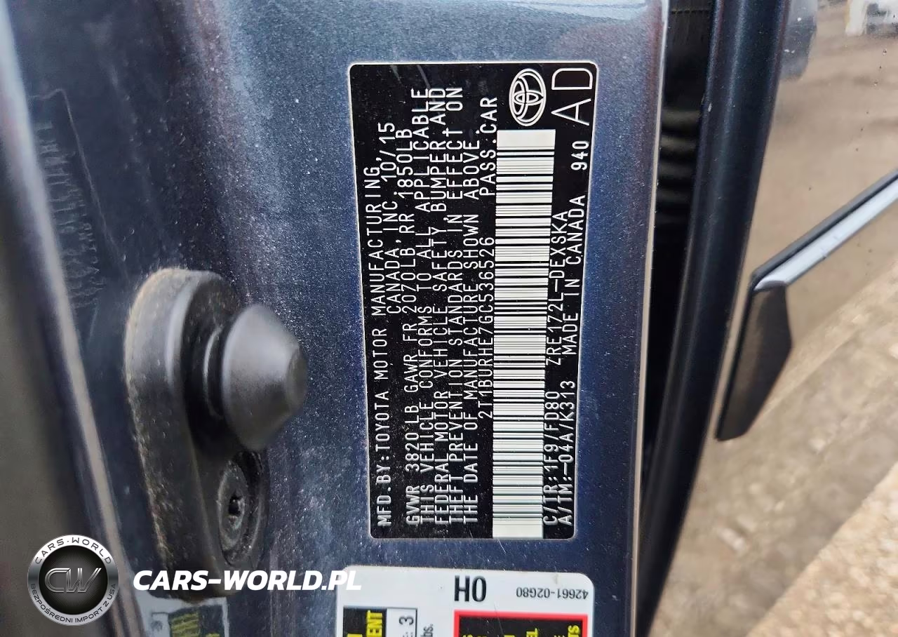 2016 Toyota Corolla S Plus VIN:2T1BURHE7GC536526 - 12