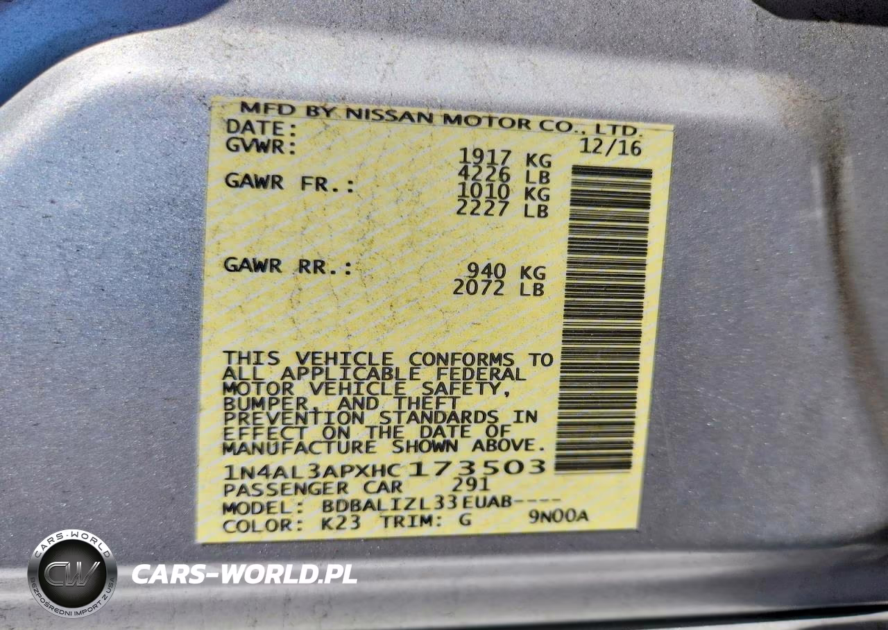 2017 Nissan Altima 2.5 Sv VIN:1N4AL3APXHC173503 - 12