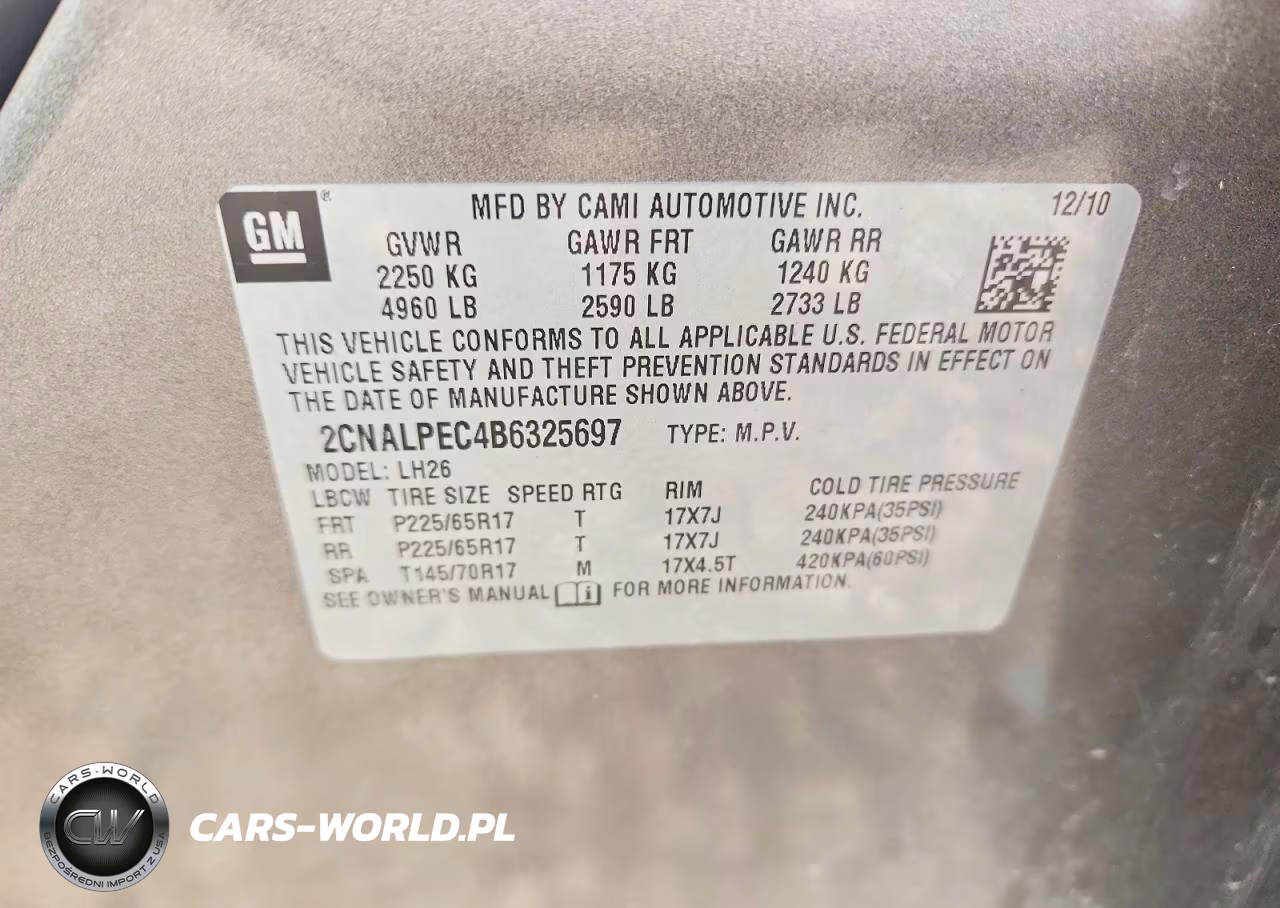 2011 Chevrolet Equinox Lt VIN:2CNALPEC4B6325697 - 12