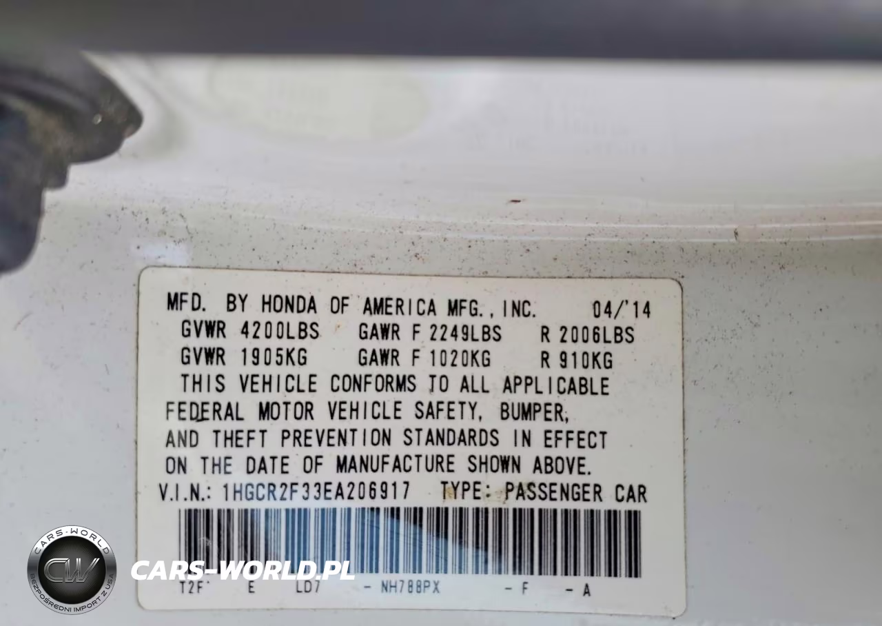 2014 Honda Accord Lx VIN:1HGCR2F33EA206917 - 12