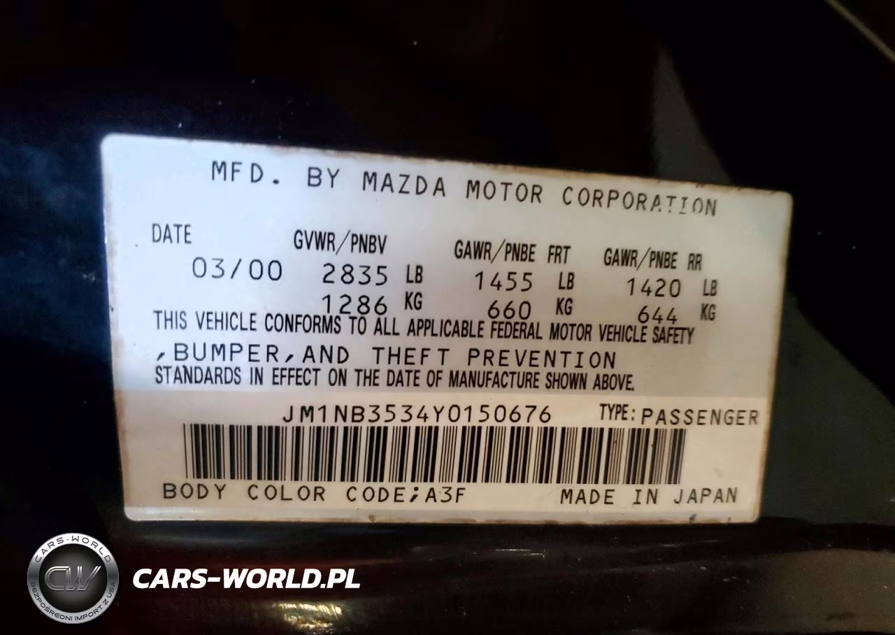 2000 Mazda Mx-5 Miata Base VIN:JM1NB3534Y0150676 - 12