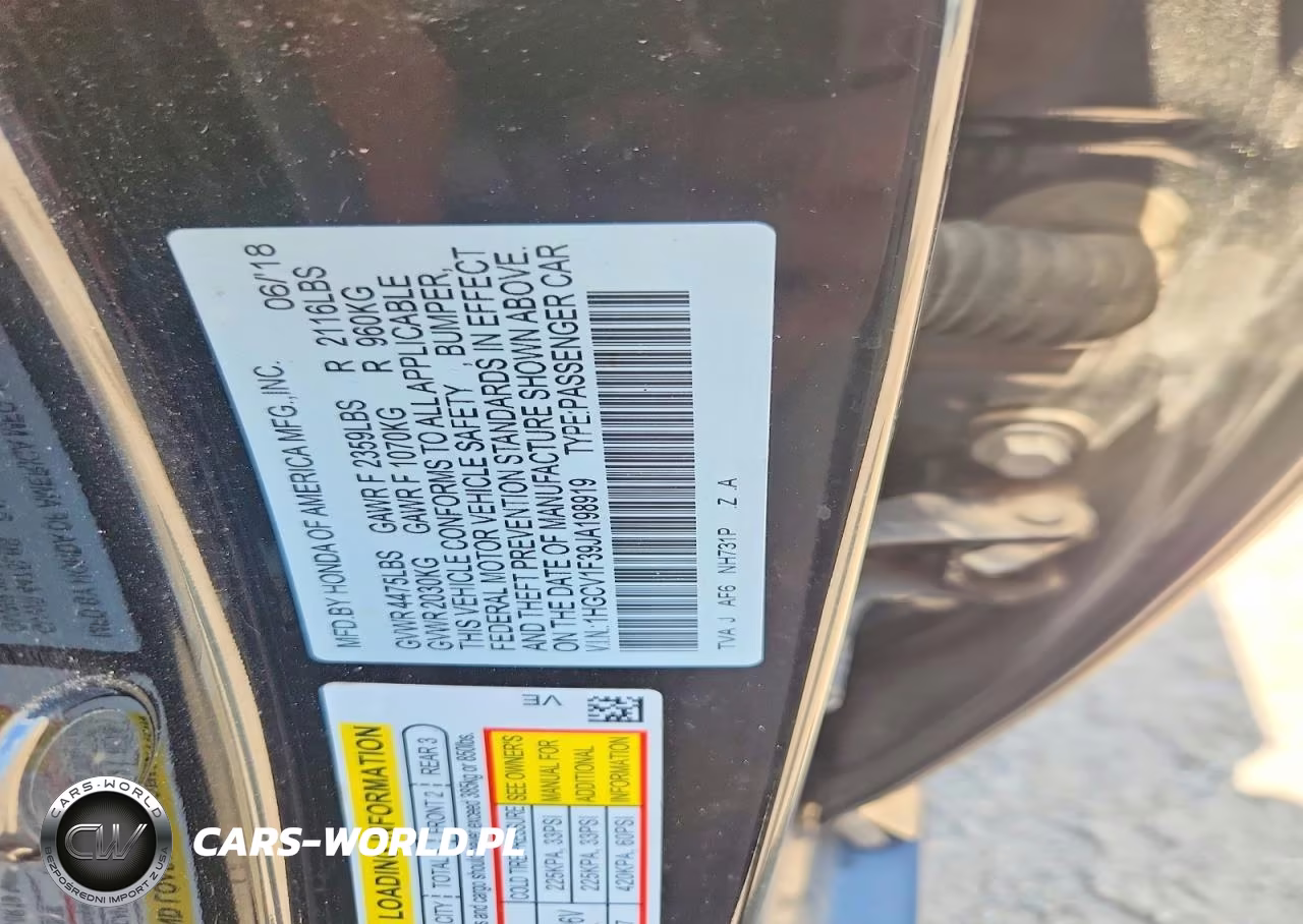 2018 Honda Accord Sport VIN:1HGCV1F39JA198919 - 12