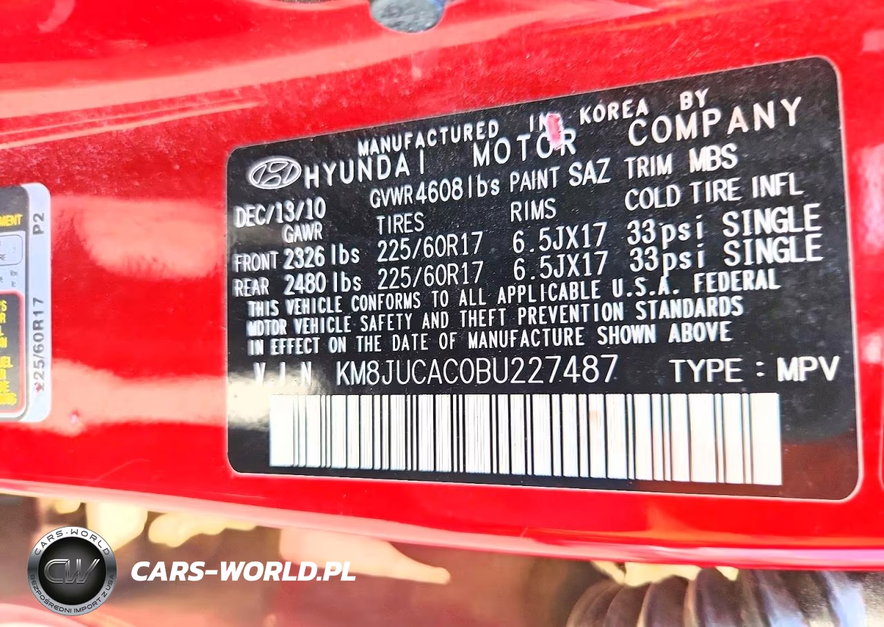 2011 Hyundai Tucson Gls VIN:KM8JUCAC0BU227487 - 13