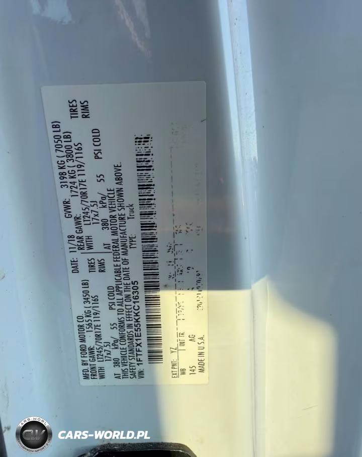 2019 Ford F150 Super Cab VIN:1FTFX1E55KKC16305 - 10