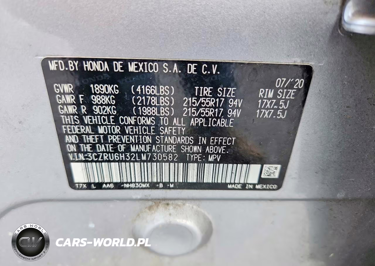 2020 Honda Hr-V Lx VIN:3CZRU6H32LM730582 - 13
