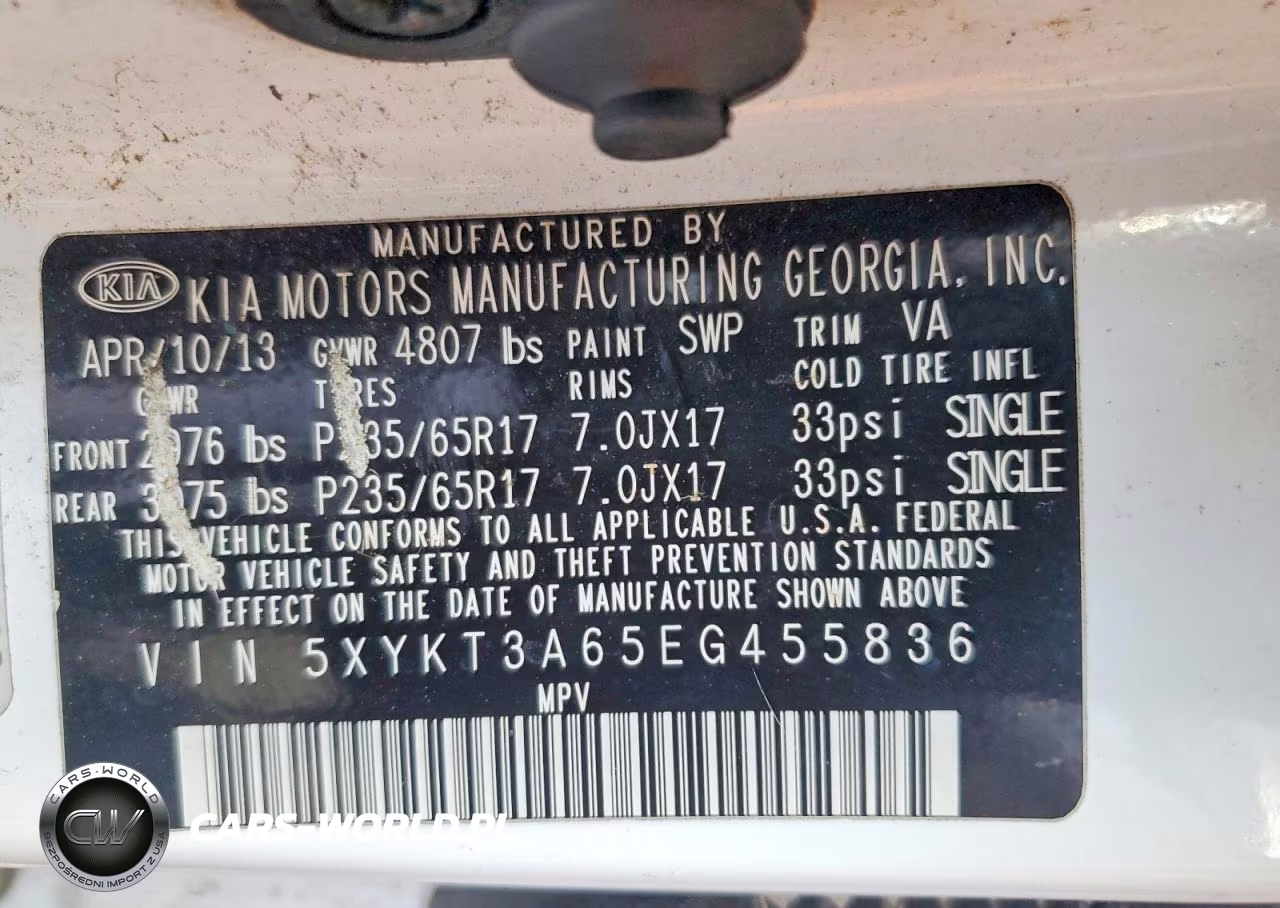 2014 Kia Sorento Lx VIN:5XYKT3A65EG455836 - 13