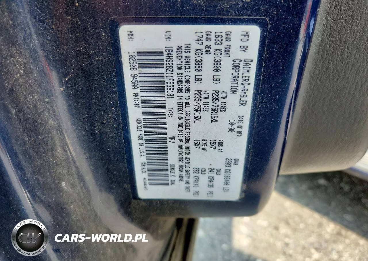 2001 Dodge Durango VIN:1B4HS28Z11F538181 - 13