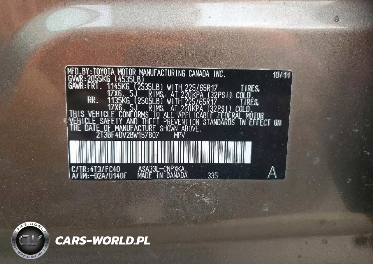 2011 Toyota Rav4 Base VIN:2T3BF4DV2BW157807 - 13