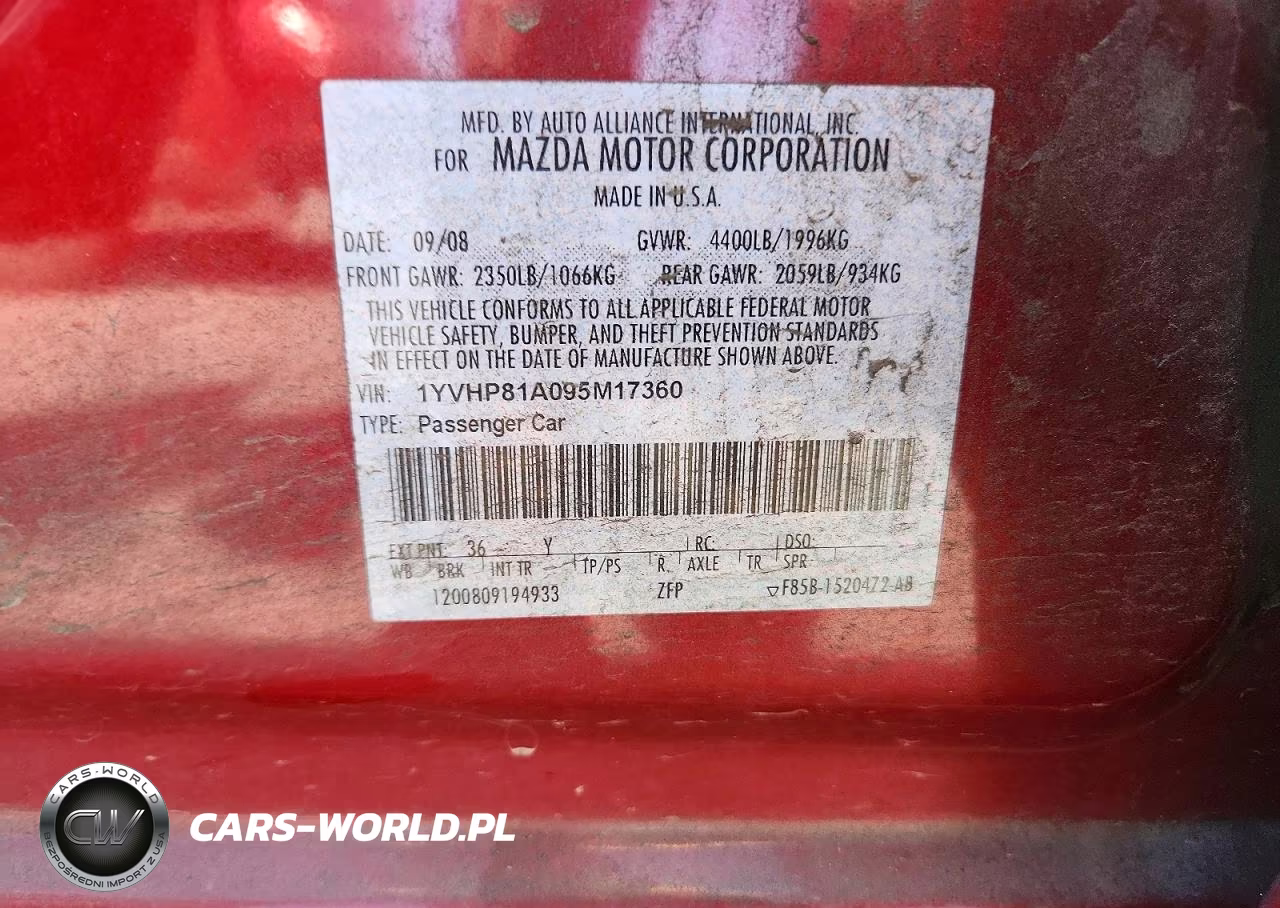 2009 Mazda 6 I VIN:1YVHP81A095M17360 - 12