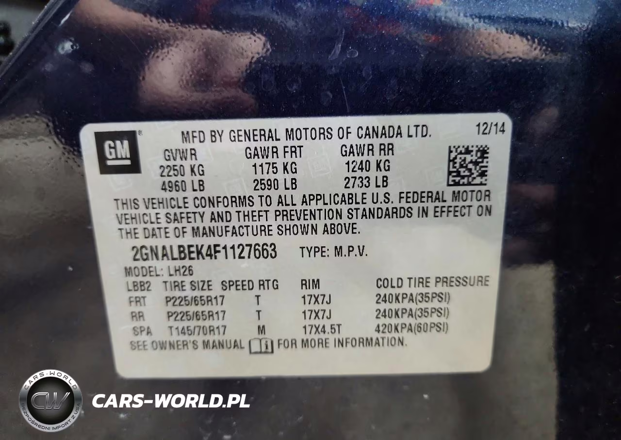 2015 Chevrolet Equinox Lt VIN:2GNALBEK4F1127663 - 13
