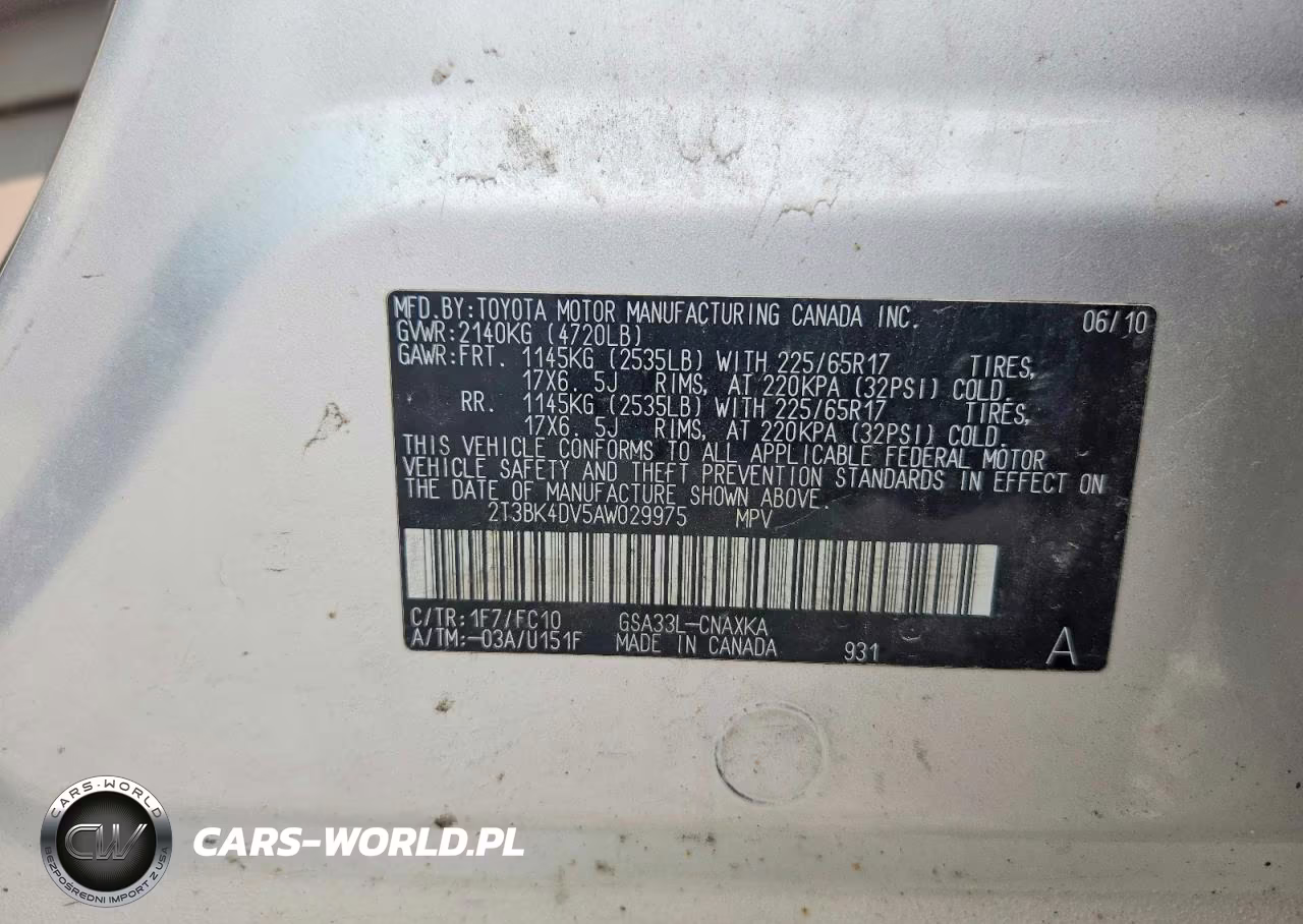 2010 Toyota Rav4 Base VIN:2T3BK4DV5AW029975 - 12