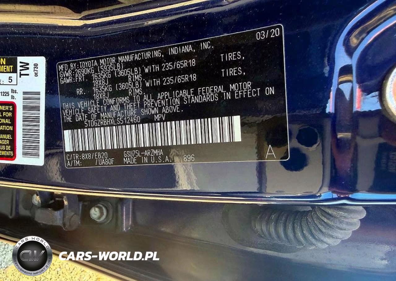 2020 Toyota Highlander Xle VIN:5TDGZRBHXLS512460 - 10