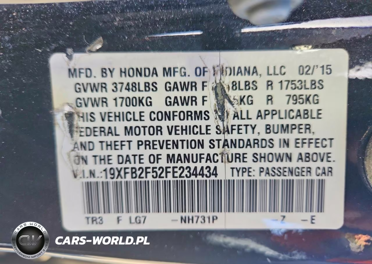 2015 Honda Civic Lx VIN:19XFB2F52FE234434 - 12