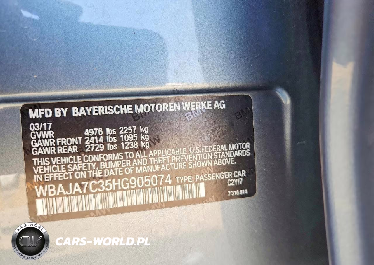 2017 BMW 530 Xi VIN:WBAJA7C35HG905074 - 12
