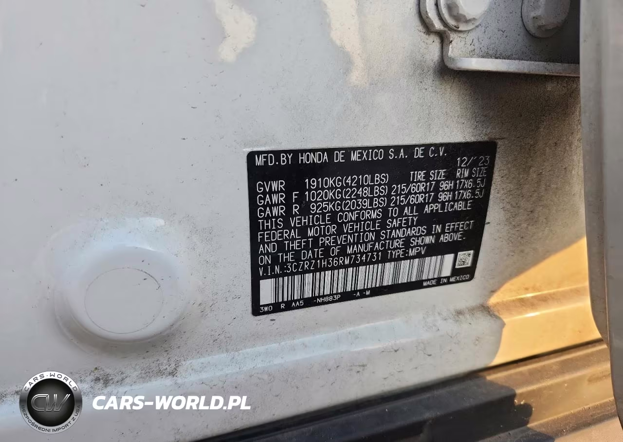 2024 Honda Hr-V Lx VIN:3CZRZ1H36RM734731 - 12