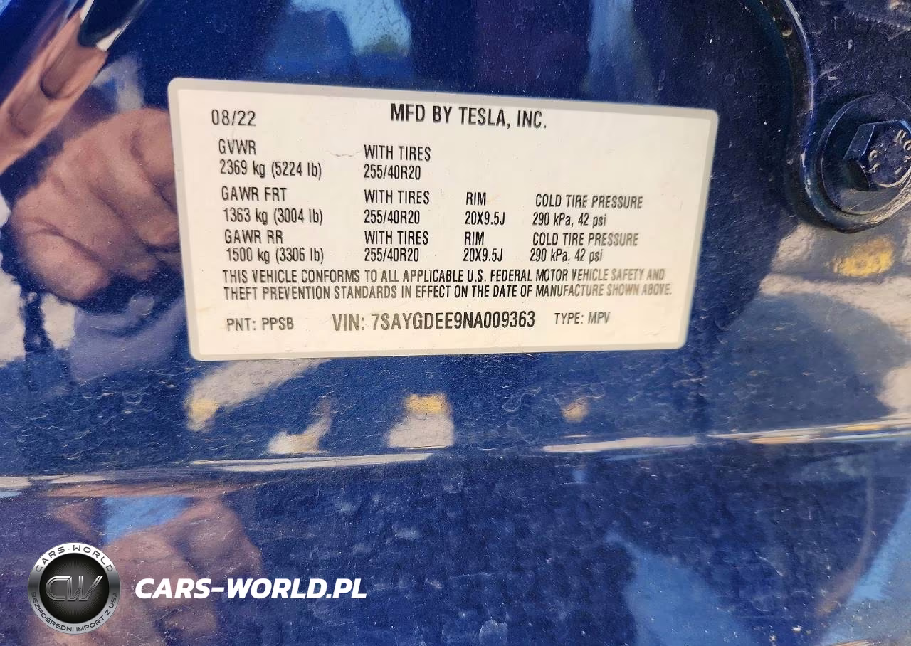 2022 Tesla Model Y VIN:7SAYGDEE9NA009363 - 12