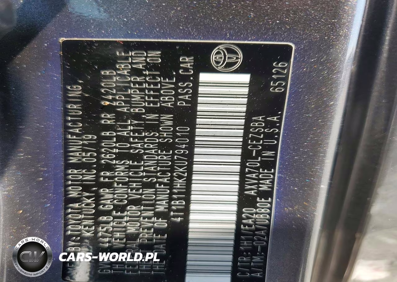 2019 Toyota Camry Se VIN:4T1B11HK2KU794010 - 12