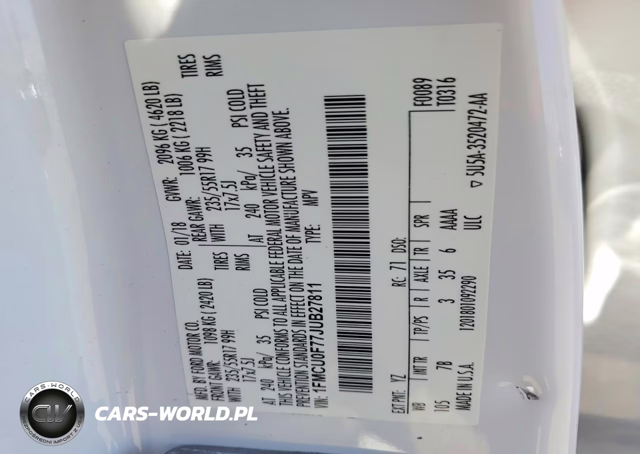 2018 Ford Escape S VIN:1FMCU0F77JUB27811 - 14