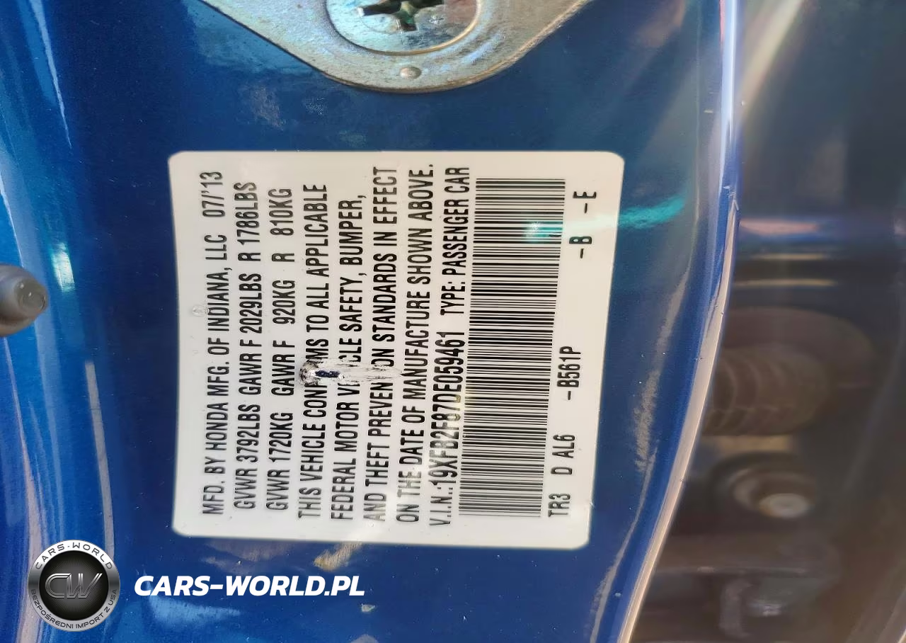 2013 Honda Civic Ex VIN:19XFB2F87DE059461 - 12