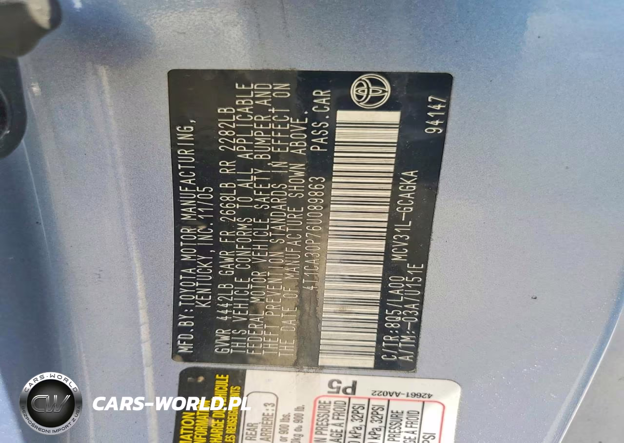 2006 Toyota Camry Solara Sle V6 VIN:4T1CA30P76U089863 - 12