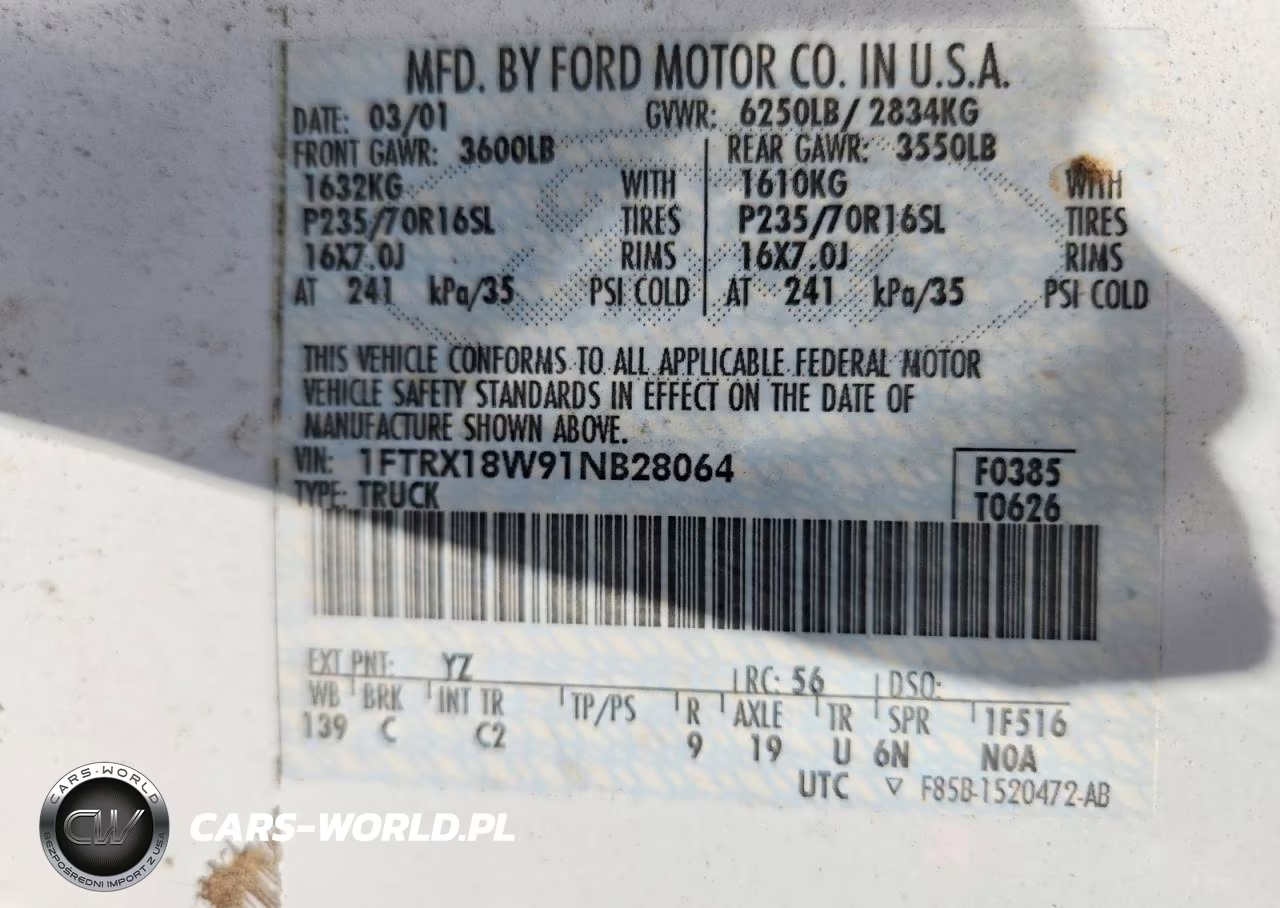 2001 Ford F150 VIN:1FTRX18W91NB28064 - 13